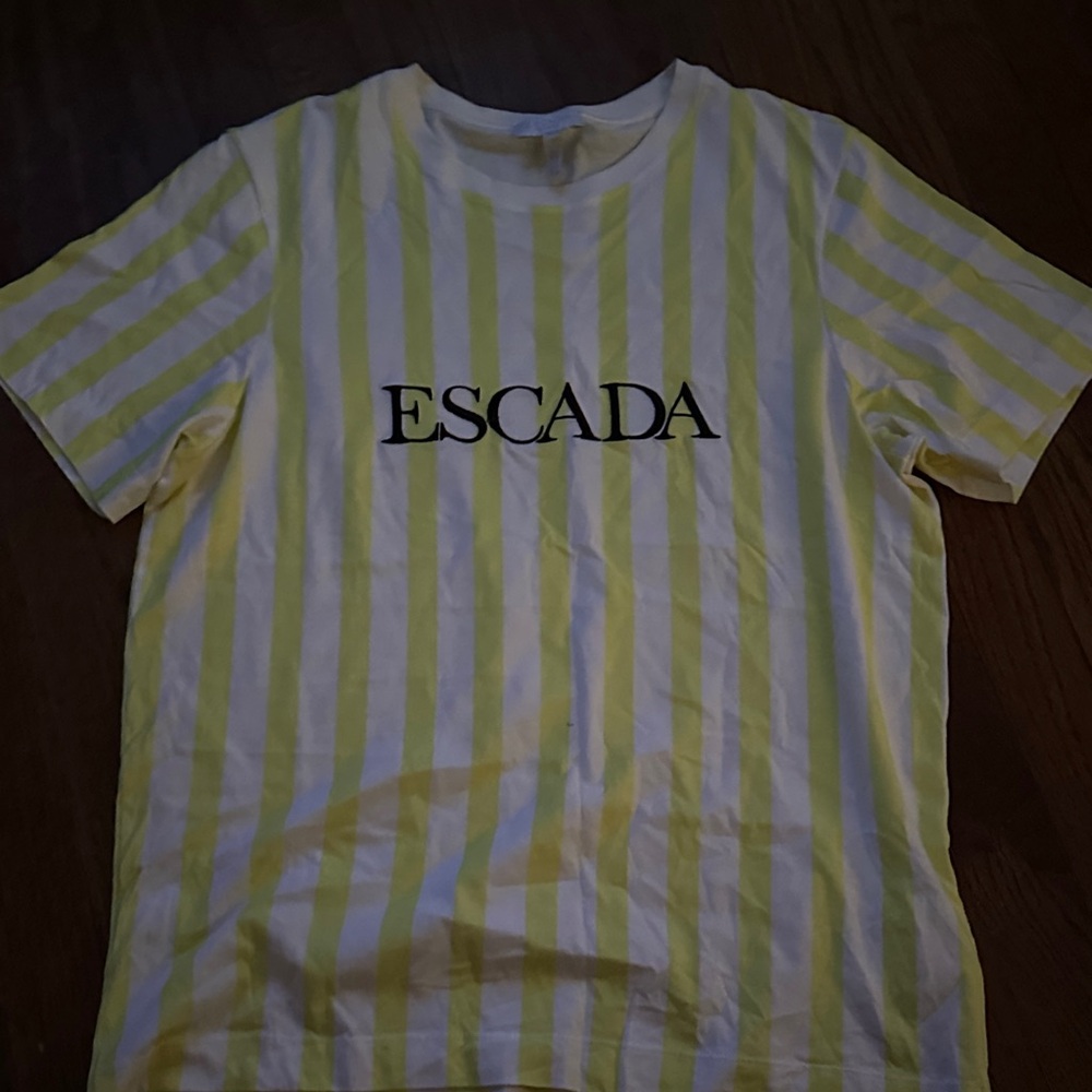 Escada Lemon and White Striped Tee